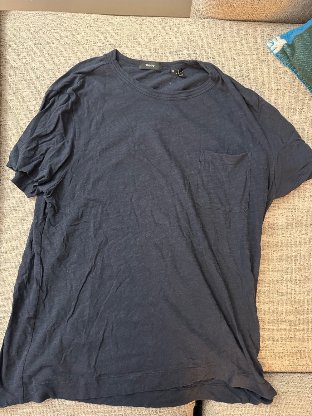 Theory Men's Dark Navy Short Sleeve Pocket Tee